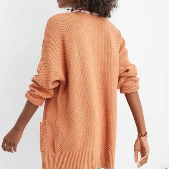 Aerie Oversized Varsity Cardigan Orange with White Stripe size Large - Picture 2 of 10